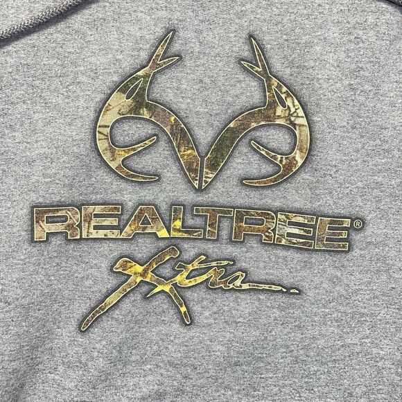 Realtree Xtra Camo Spellout Hoodie Men’s 2XL Grey Jerzees Pullover Sweatshirt - Picture 2 of 8